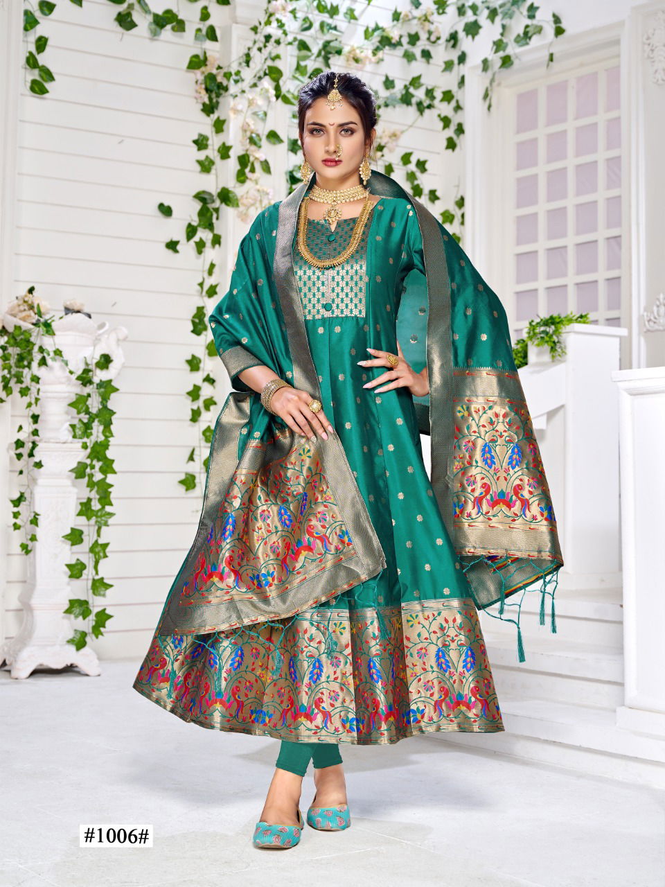 Poonam Paithni Festive Wear Gown Style Wholesale Anarkali Kurtis Catalog
